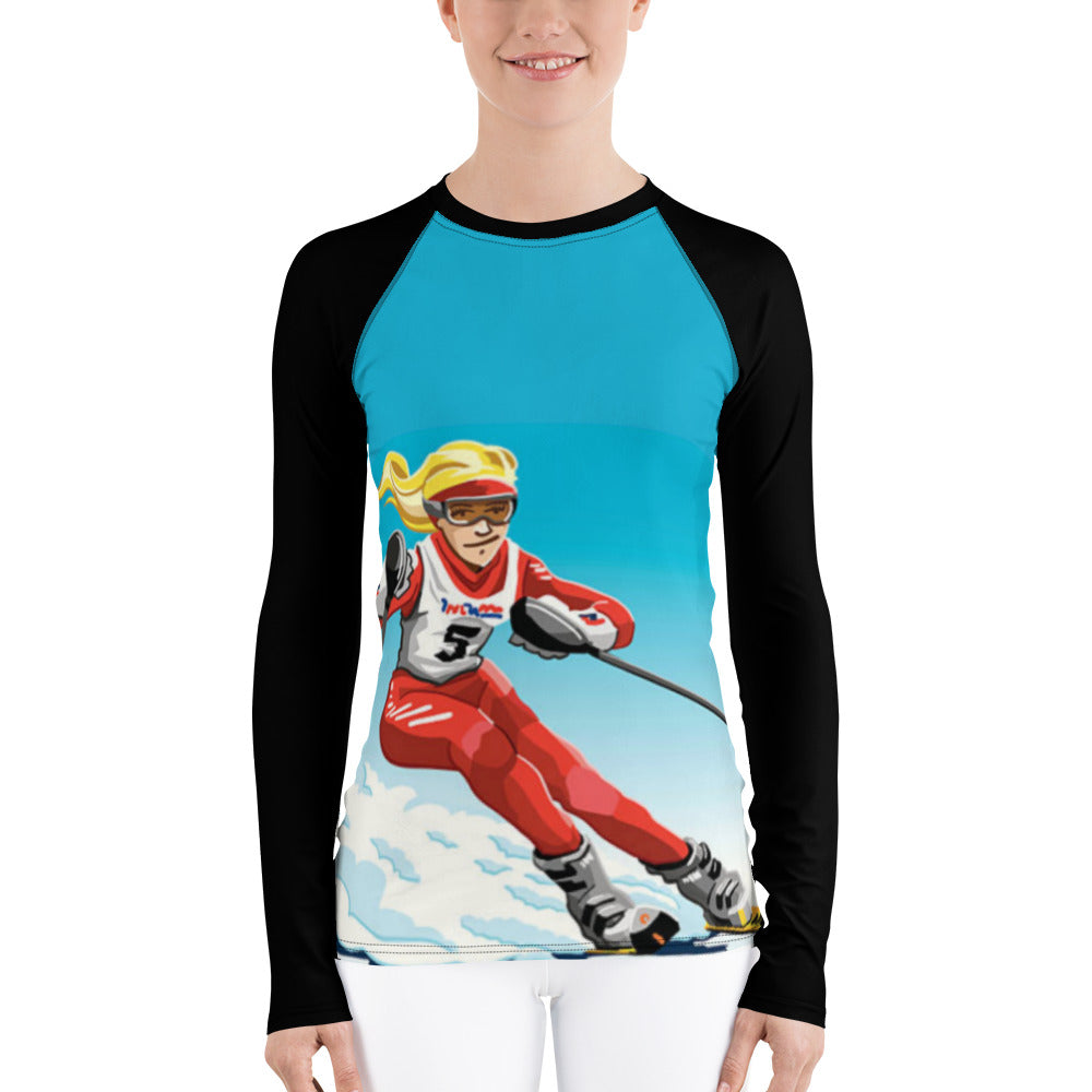 Women's Athletic Long Sleeve Shirt SKI Racer Girl