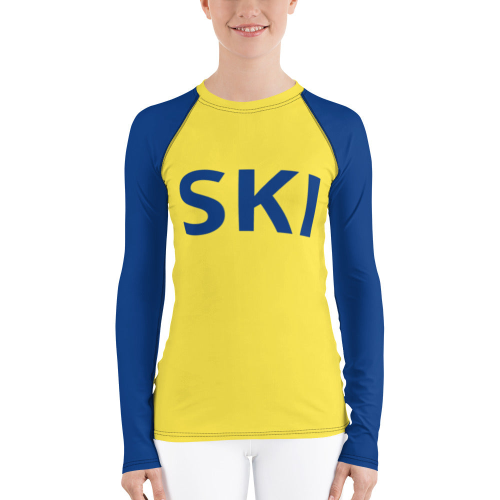 Women's Athletic Long Sleeve Shirt SKI Yellow/Blue