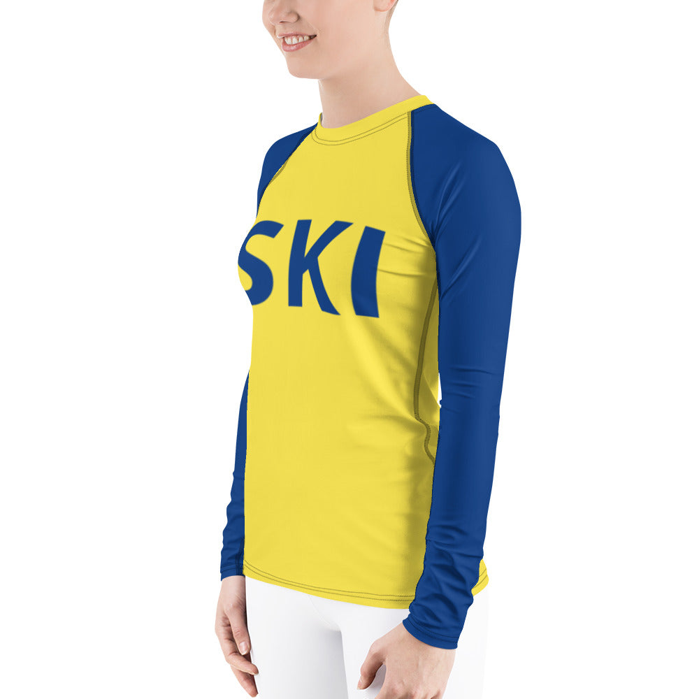 Women's Athletic Long Sleeve Shirt SKI Yellow/Blue