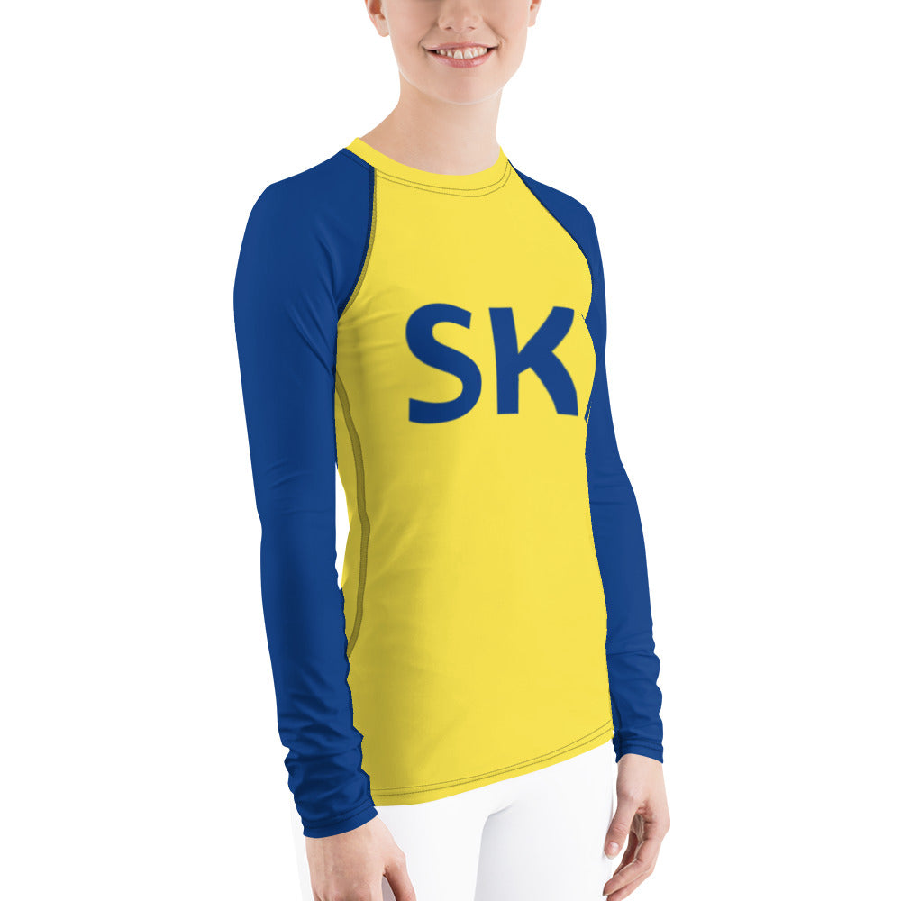 Women's Athletic Long Sleeve Shirt SKI Yellow/Blue