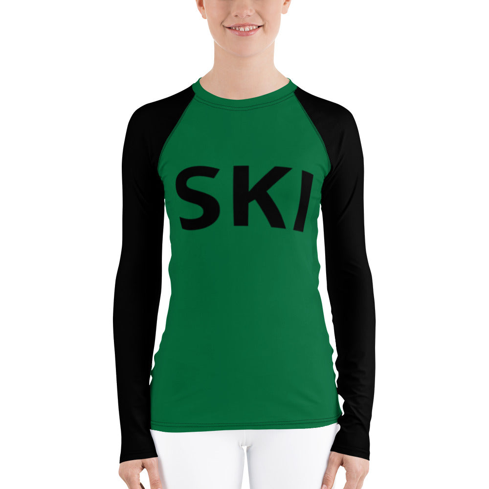 Women's Athletic Long Sleeve Shirt SKI Green/Black