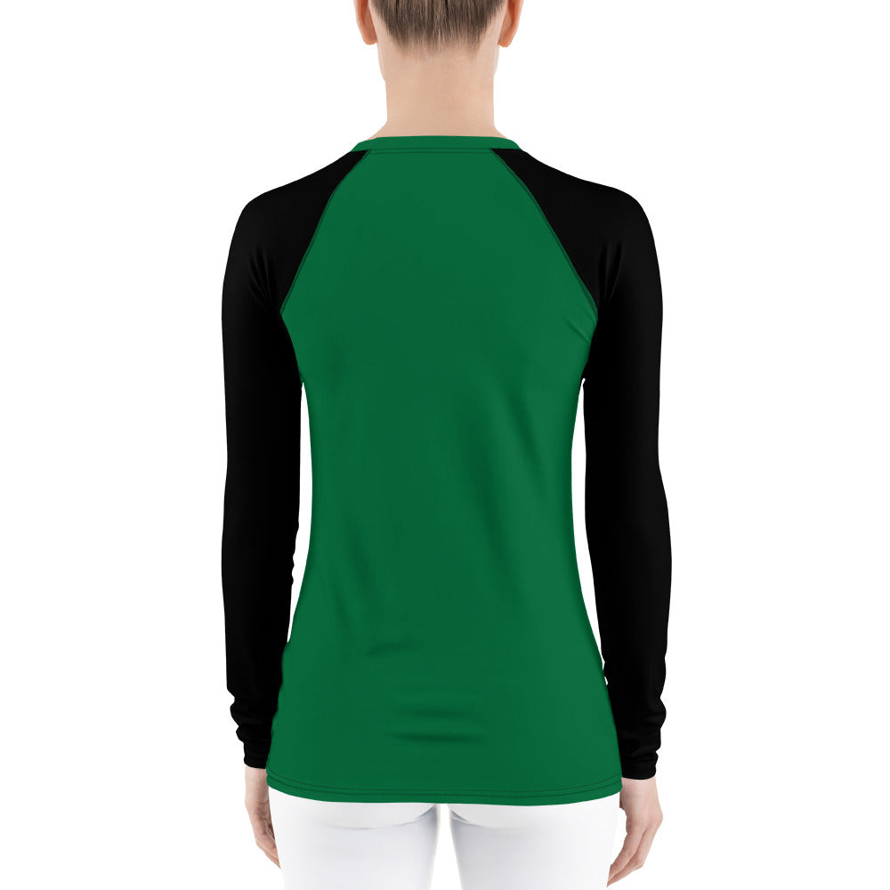 Women's Athletic Long Sleeve Shirt SKI Green/Black