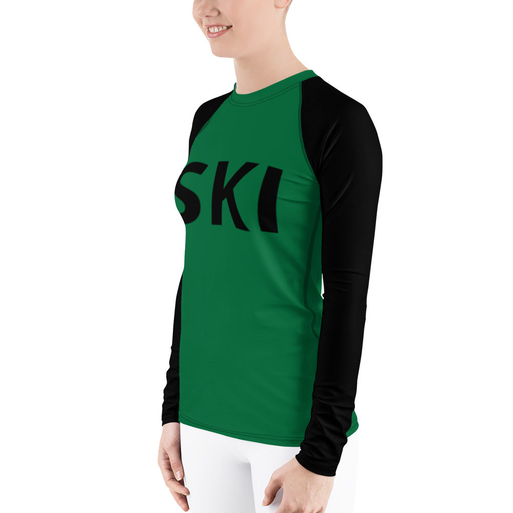 Women's Athletic Long Sleeve Shirt SKI Green/Black