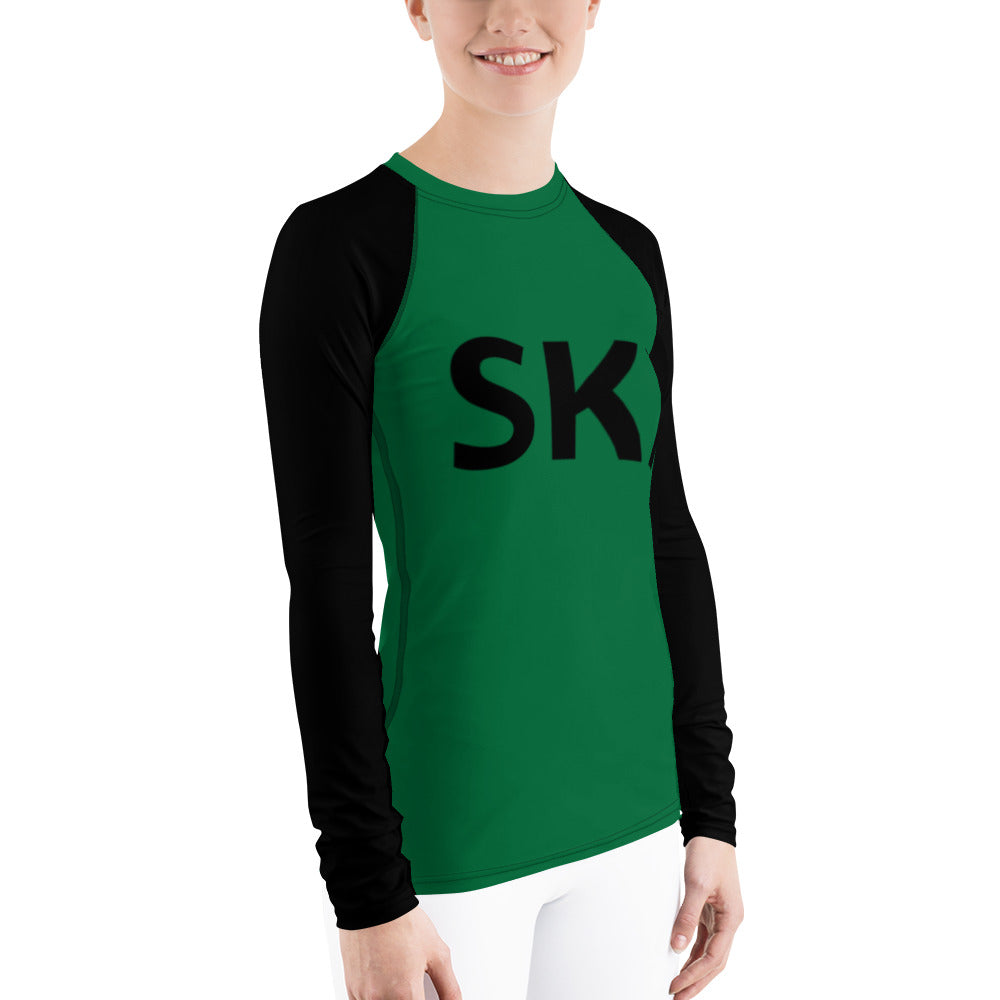 Women's Athletic Long Sleeve Shirt SKI Green/Black