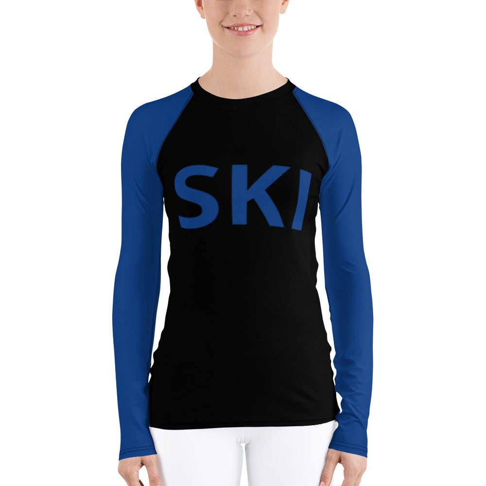 Women's Athletic Long Sleeve Shirt SKI Black/Blue
