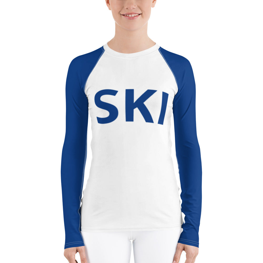 Women's Athletic Long Sleeve Shirt SKI White/Blue