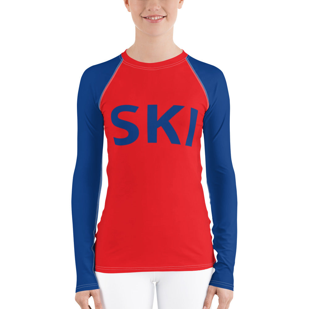 Women's Athletic Long Sleeve Shirt SKI Red/Blue