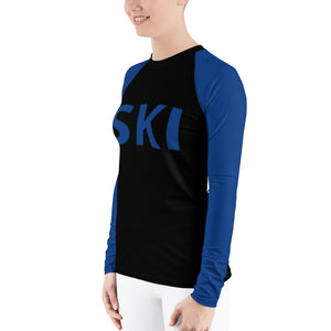 Women's Athletic Long Sleeve Shirt SKI Black/Blue