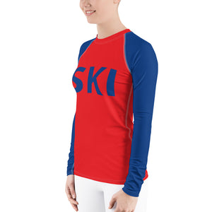 Women's Athletic Long Sleeve Shirt SKI Red/Blue