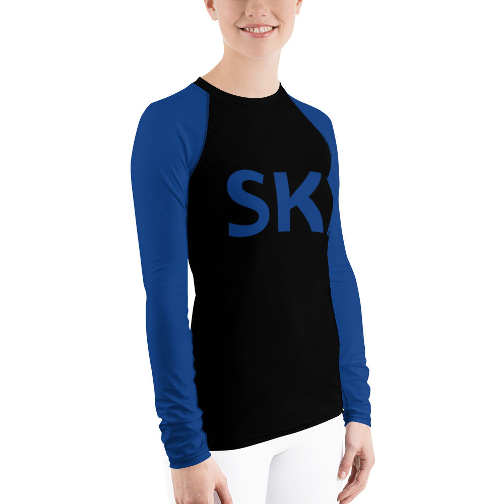 Women's Athletic Long Sleeve Shirt SKI Black/Blue