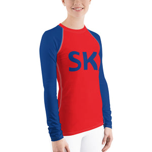 Women's Athletic Long Sleeve Shirt SKI Red/Blue