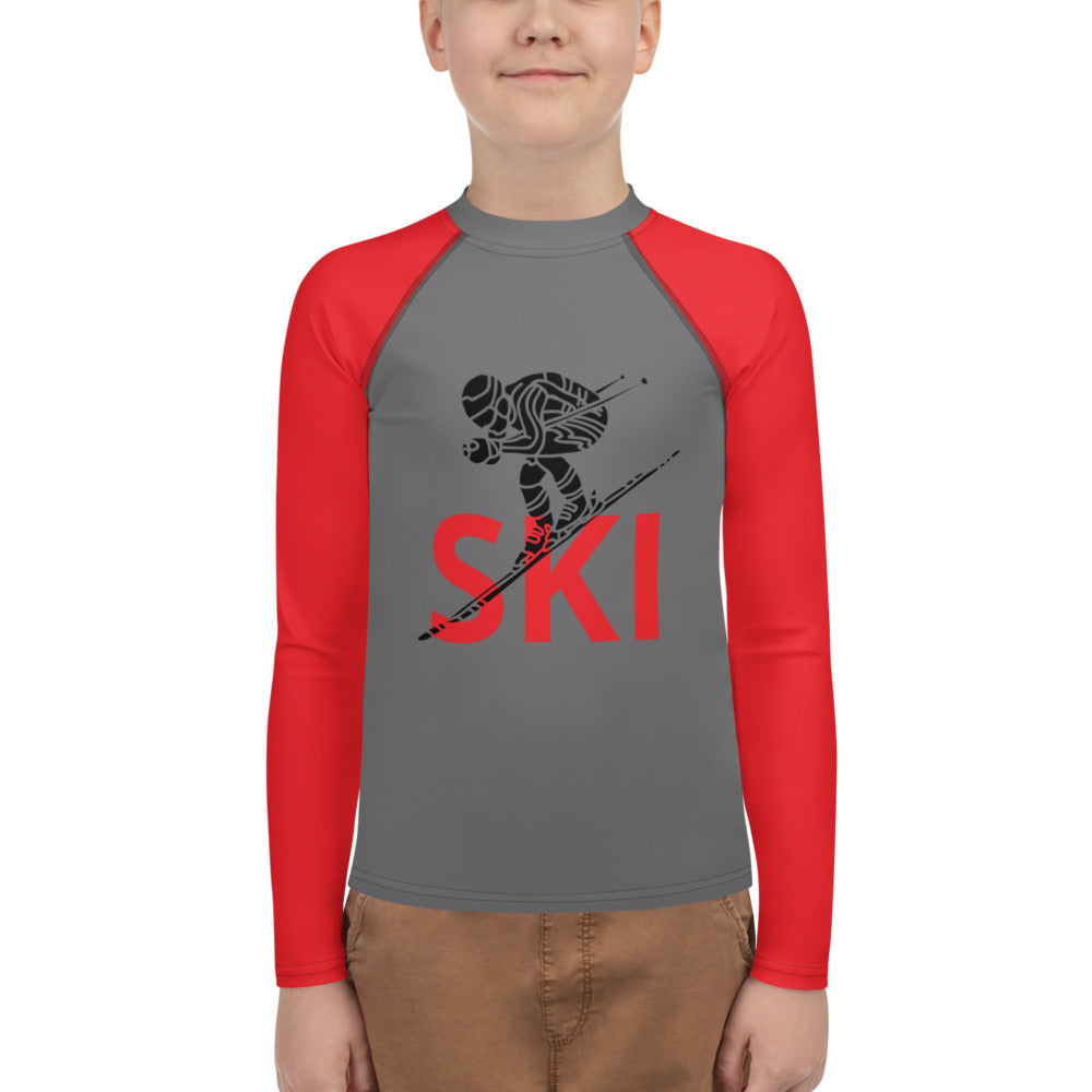 Youth Athletic Long-sleeve Shirt Grey Red SKIER