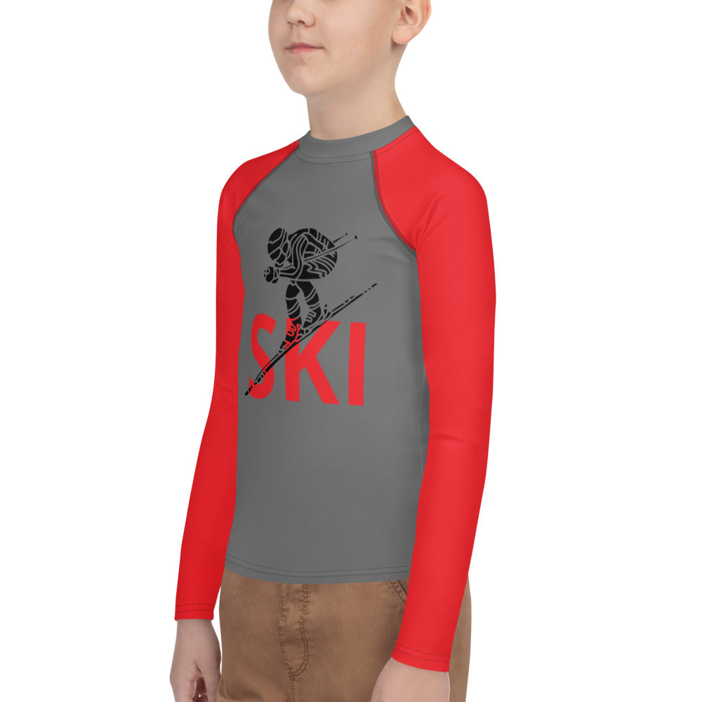 Youth Athletic Long-sleeve Shirt Grey Red SKIER