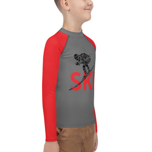 Youth Athletic Long-sleeve Shirt Grey Red SKIER
