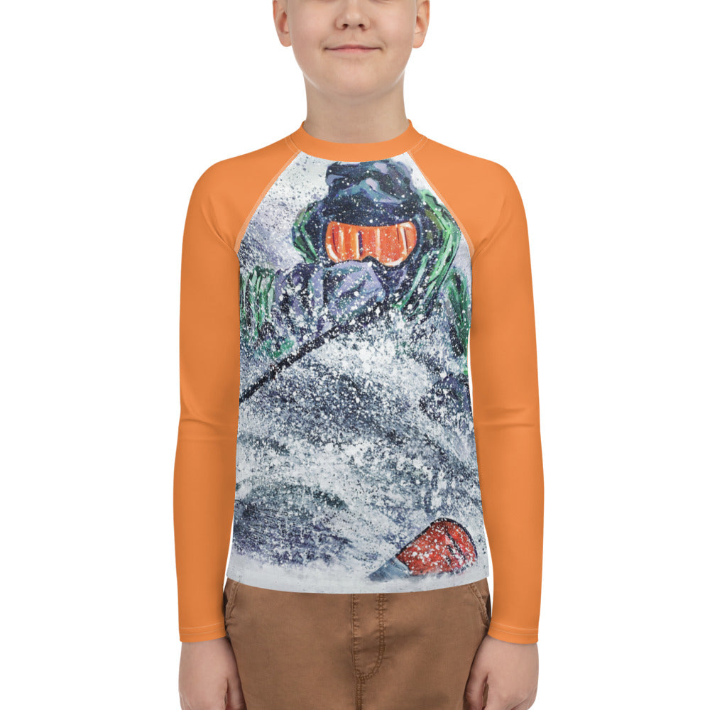 Youth Athletic Long-sleeve Orange Powder Skier