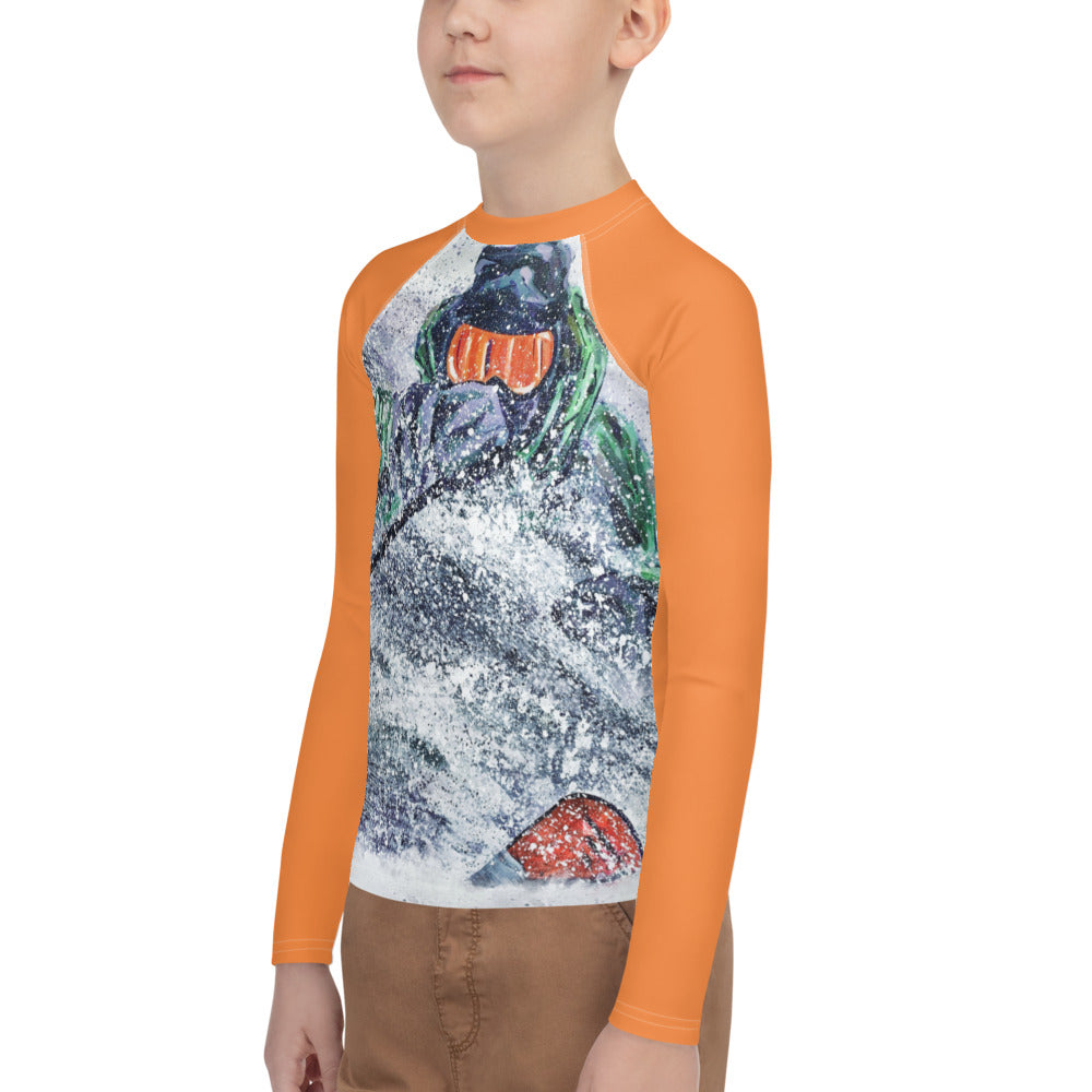 Youth Athletic Long-sleeve Orange Powder Skier