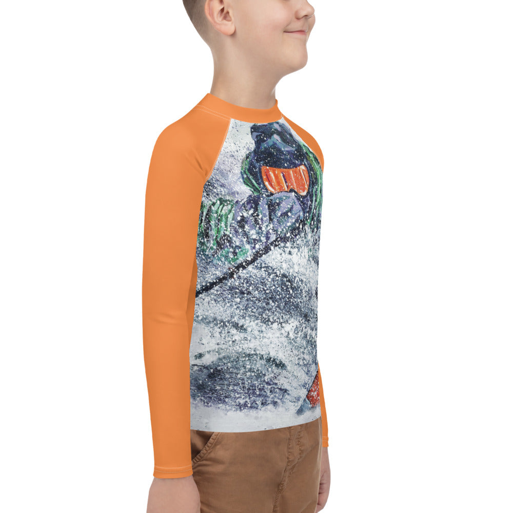 Youth Athletic Long-sleeve Orange Powder Skier