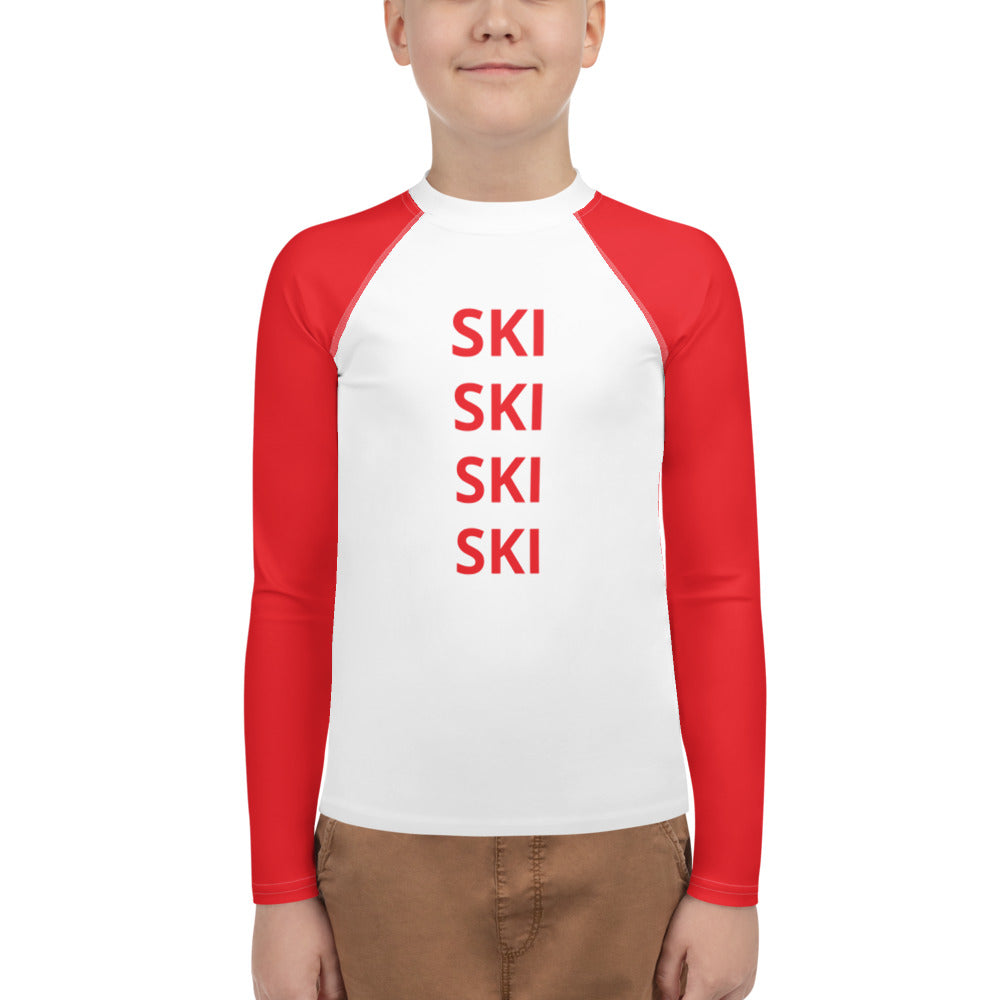 Youth Athletic Long-sleeve Shirt Red SKI SKI SKI