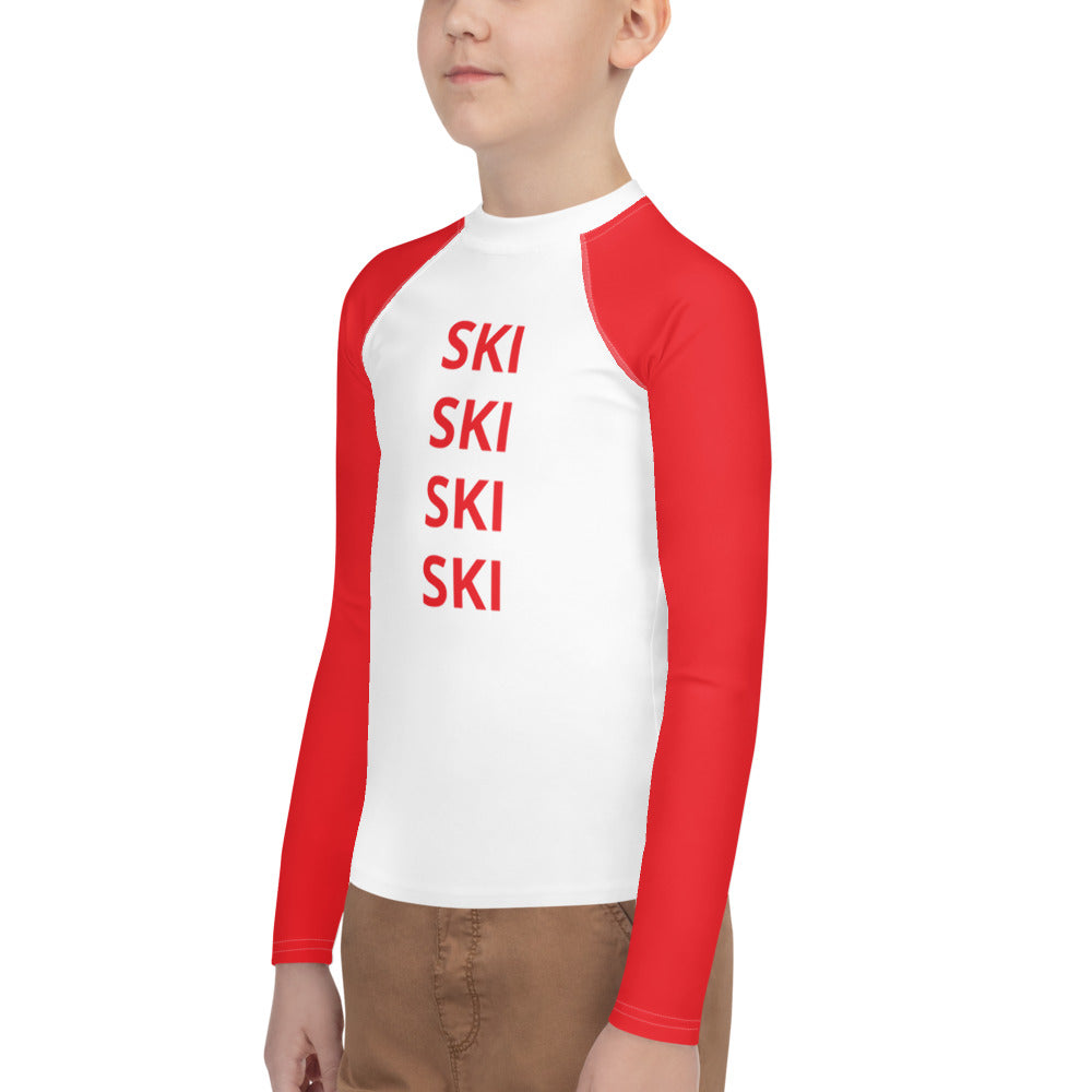Youth Athletic Long-sleeve Shirt Red SKI SKI SKI