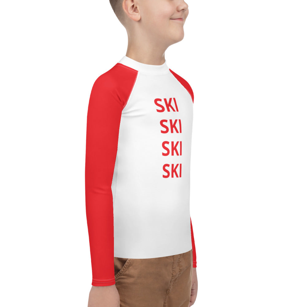 Youth Athletic Long-sleeve Shirt Red SKI SKI SKI