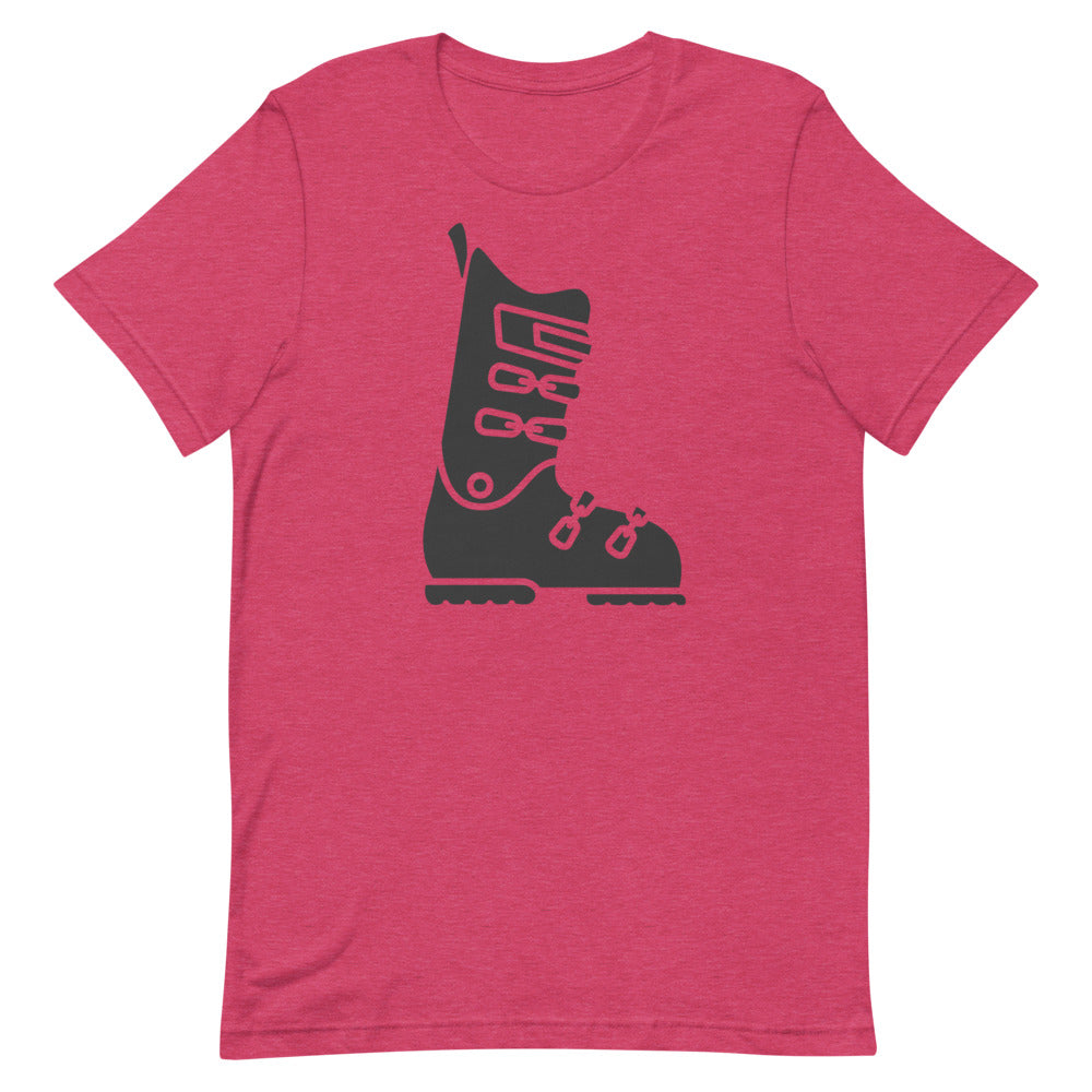 Short-Sleeve Unisex T-Shirt Black Ski Boot