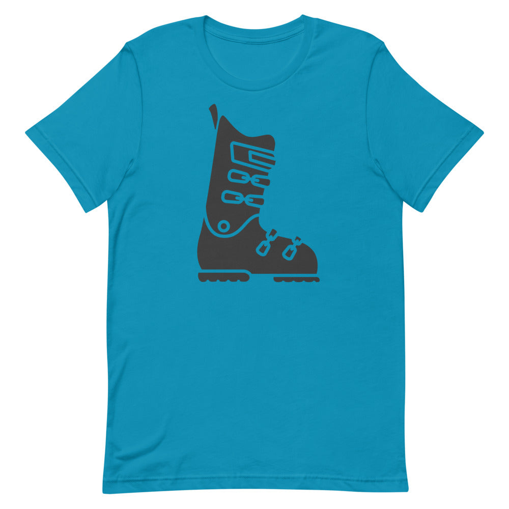 Short-Sleeve Unisex T-Shirt Black Ski Boot