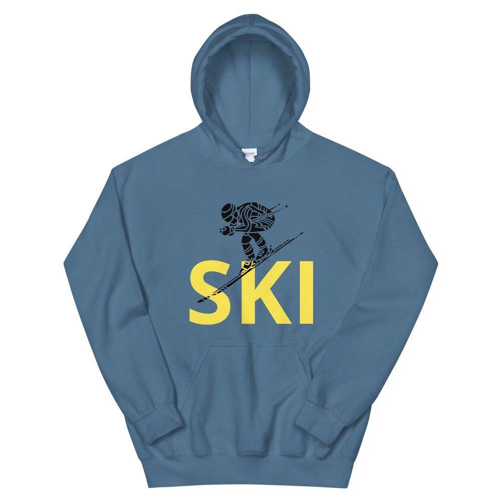 Unisex Hoodie Yellow Ski Racing