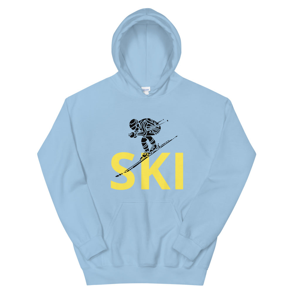 Unisex Hoodie Yellow Ski Racing