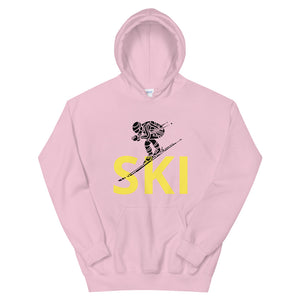 Unisex Hoodie Yellow Ski Racing