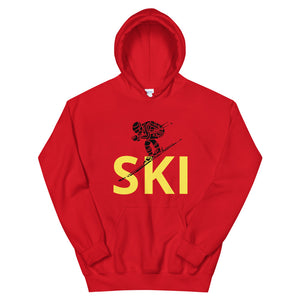 Unisex Hoodie Yellow Ski Racing