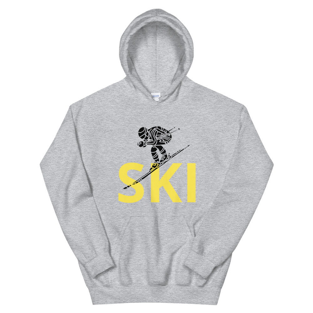 Unisex Hoodie Yellow Ski Racing