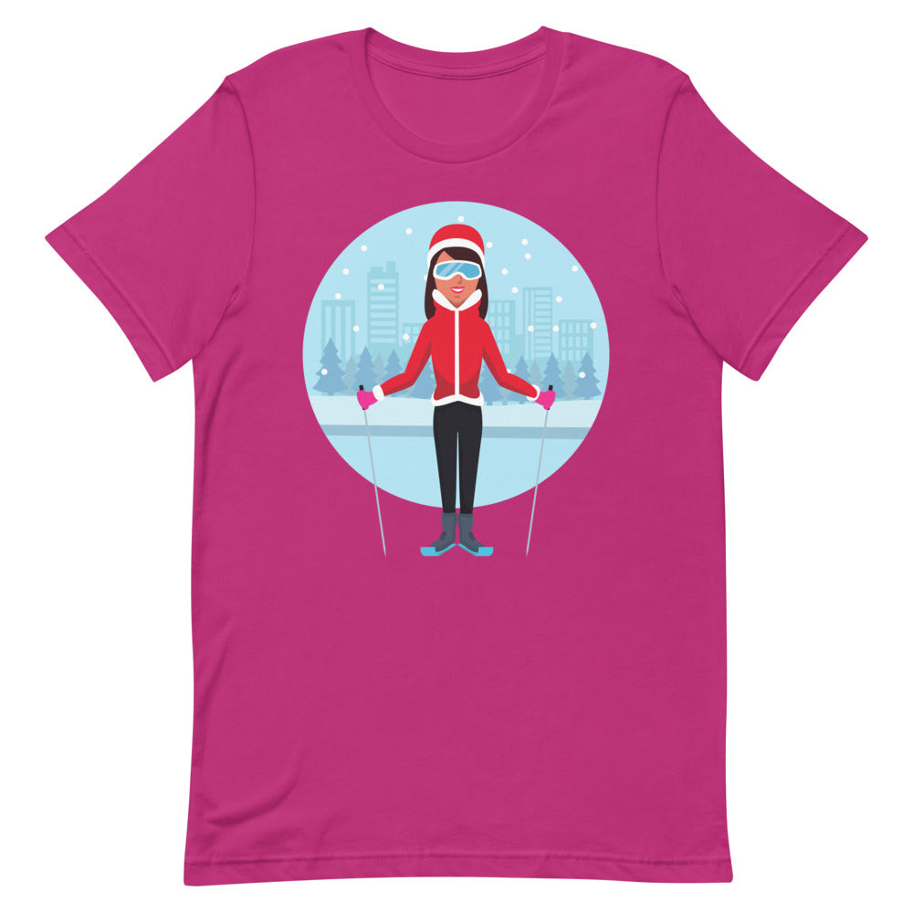 Short-Sleeve Unisex T-Shirt Lady Skier