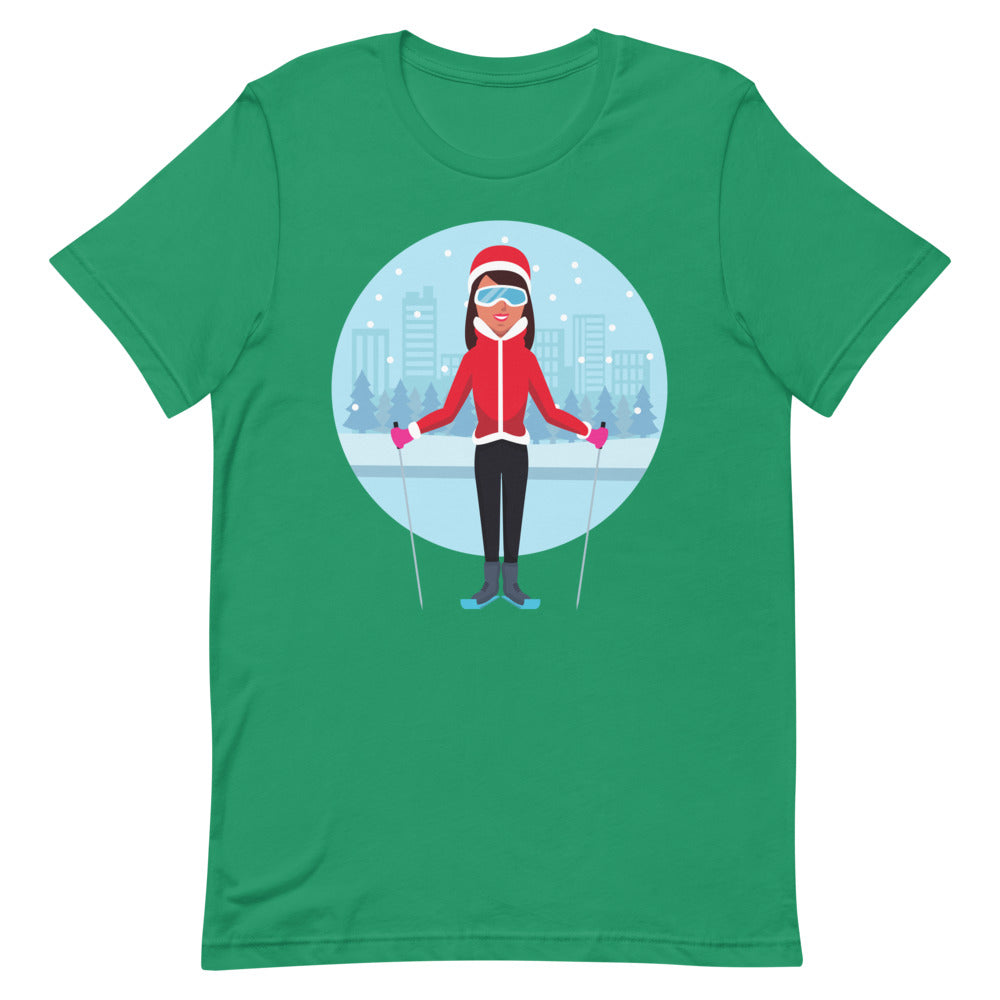 Short-Sleeve Unisex T-Shirt Lady Skier