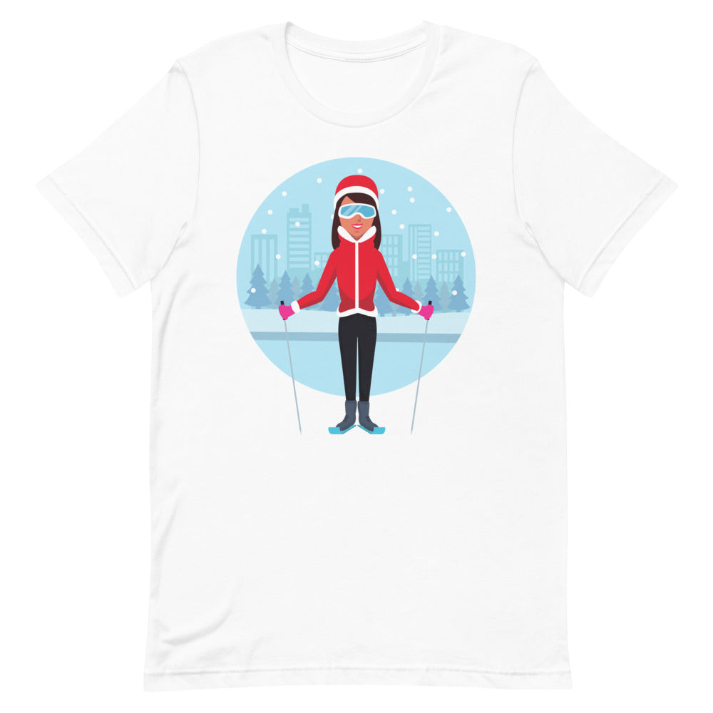 Short-Sleeve Unisex T-Shirt Lady Skier