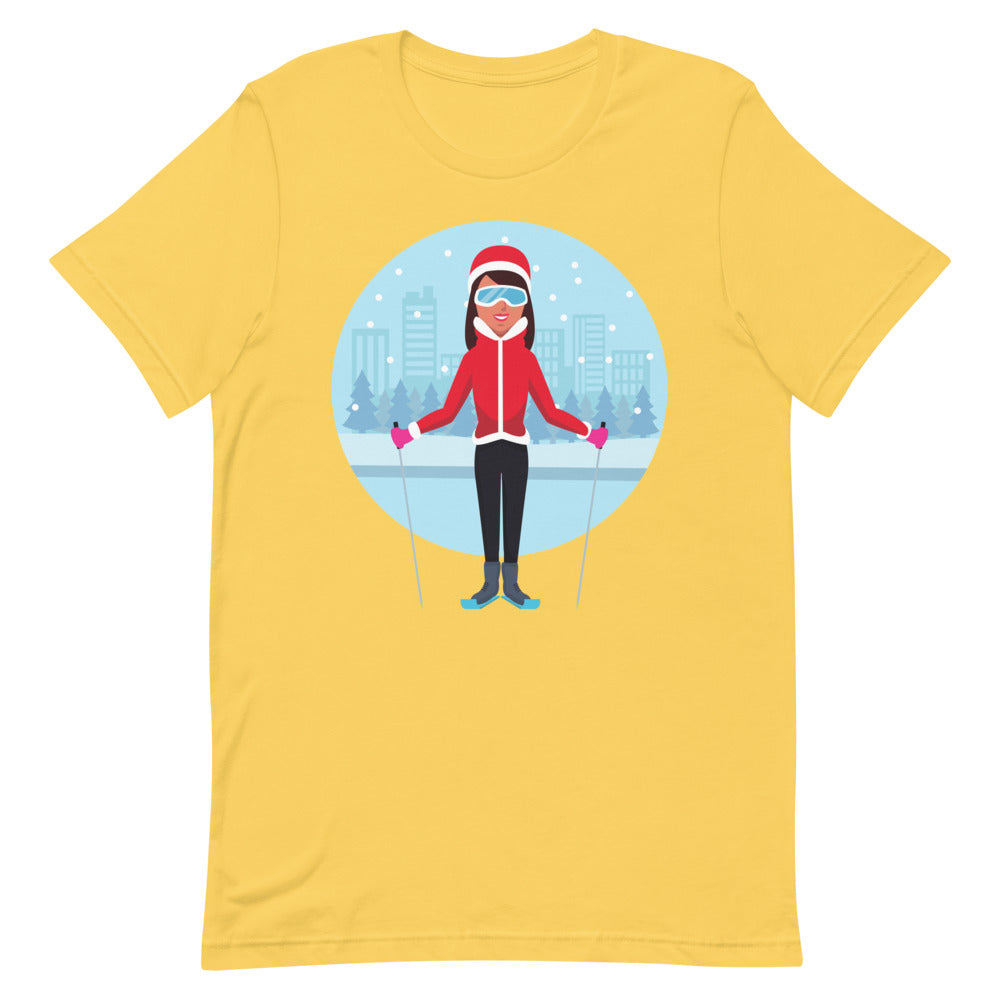 Short-Sleeve Unisex T-Shirt Lady Skier