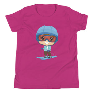 Youth Short Sleeve T-Shirt Young Boy Skier