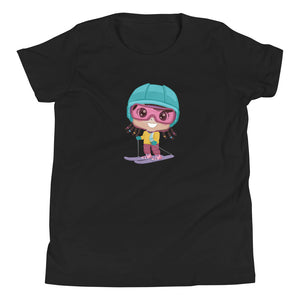 Youth Short Sleeve T-Shirt Young Girl Skier