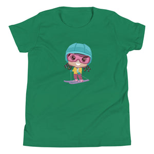 Youth Short Sleeve T-Shirt Young Girl Skier