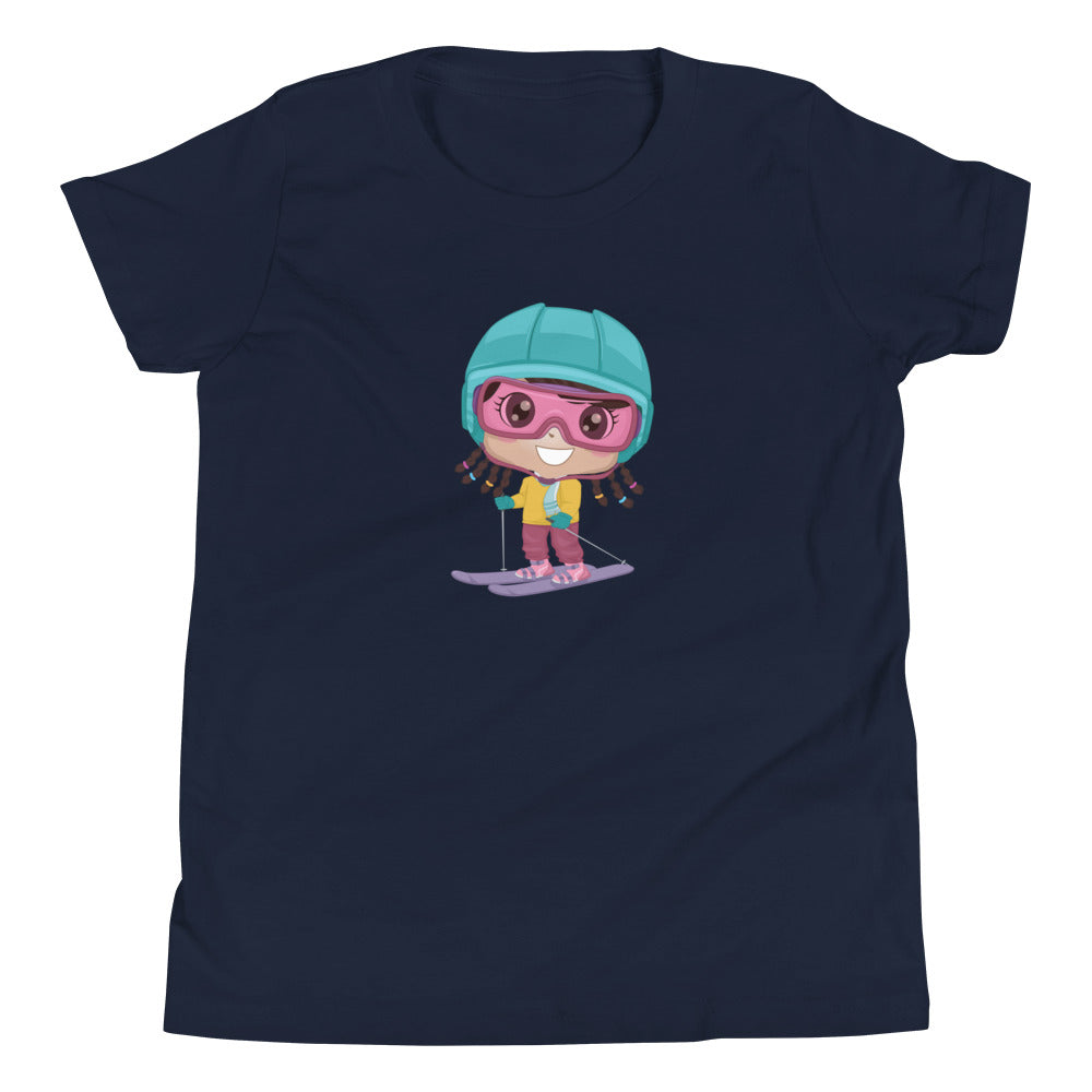 Youth Short Sleeve T-Shirt Young Girl Skier