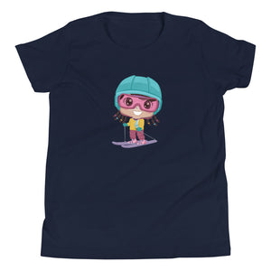 Youth Short Sleeve T-Shirt Young Girl Skier