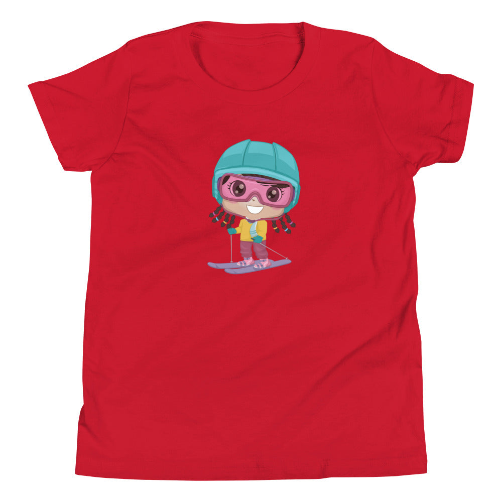 Youth Short Sleeve T-Shirt Young Girl Skier