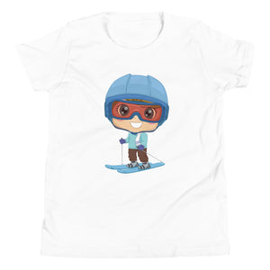 Youth Short Sleeve T-Shirt Young Boy Skier