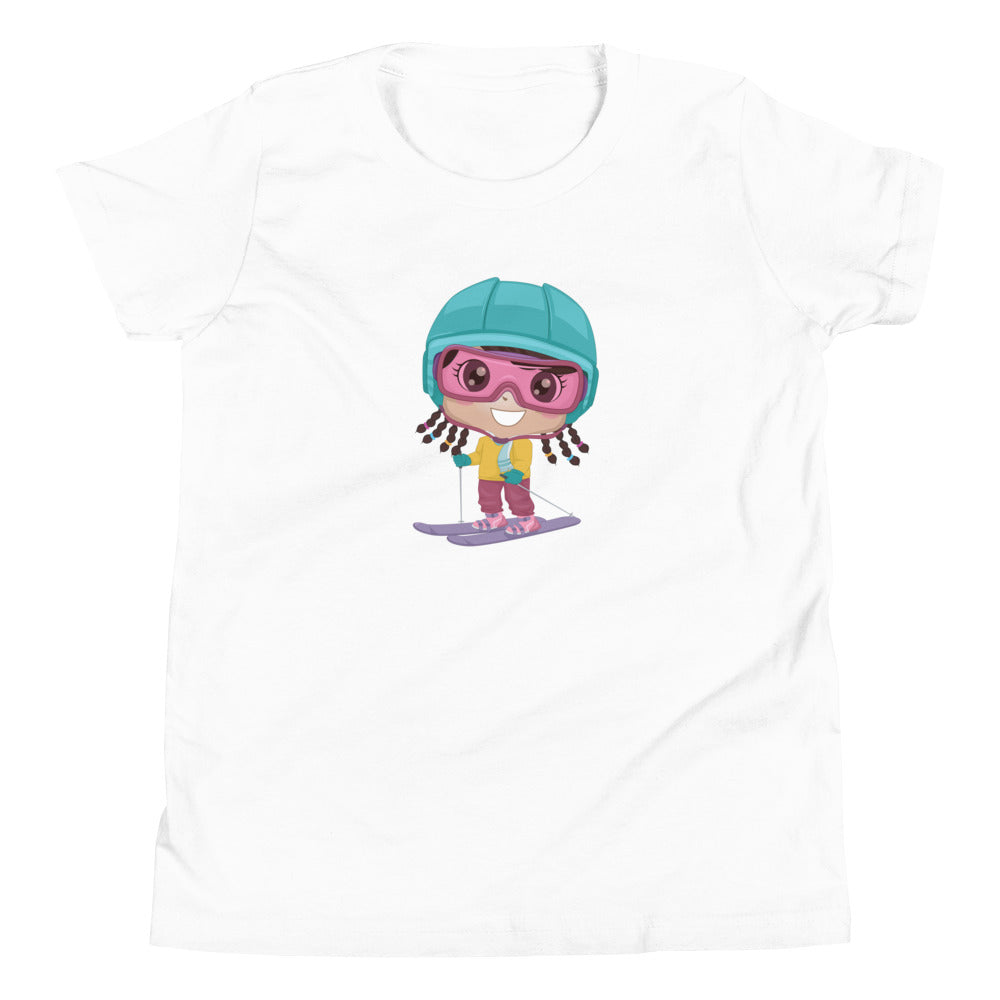 Youth Short Sleeve T-Shirt Young Girl Skier